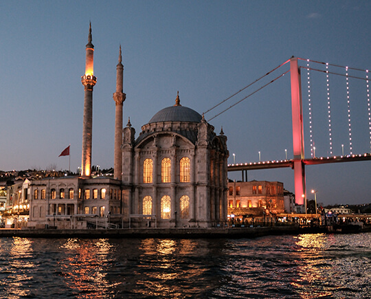 Boğaz Köprüleri ve Ortaköy Camii Gece Manzarası